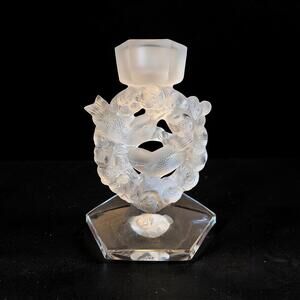 Lalique Crystal Two Birds Candlestick 7" Frosted Crystal Made In France - 10137